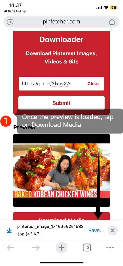 Tap on Download Media